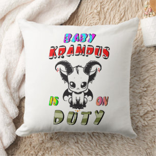 Baby Krampus Is On Duty Cushion
