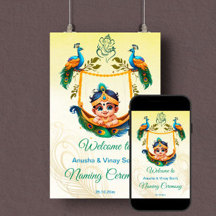 Baby Krishna Naming Cradle Ceremony welcome sign