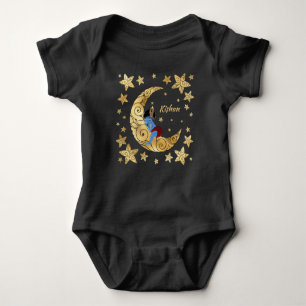 Baby Krishna sleeping on the moon between the star Baby Bodysuit
