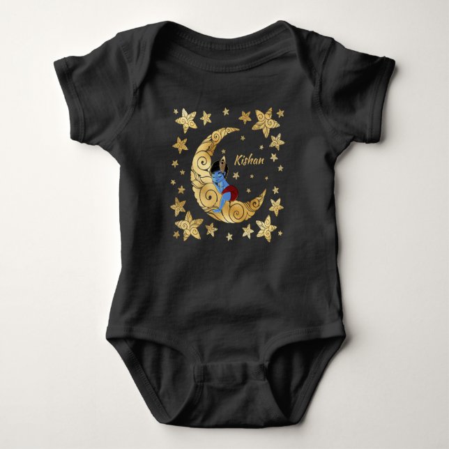 Baby Krishna sleeping on the moon between the star Bodysuit (Front)