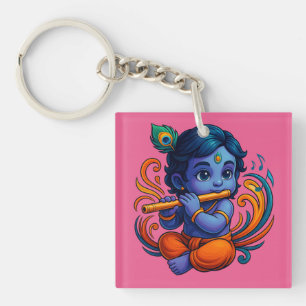 Baby Krishna with Flute – Peace Vibes Vibrant 3D Key Ring