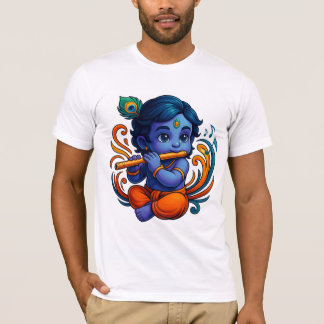 Baby Krishna with Flute – Peace Vibes | Vibrant 3D T-Shirt