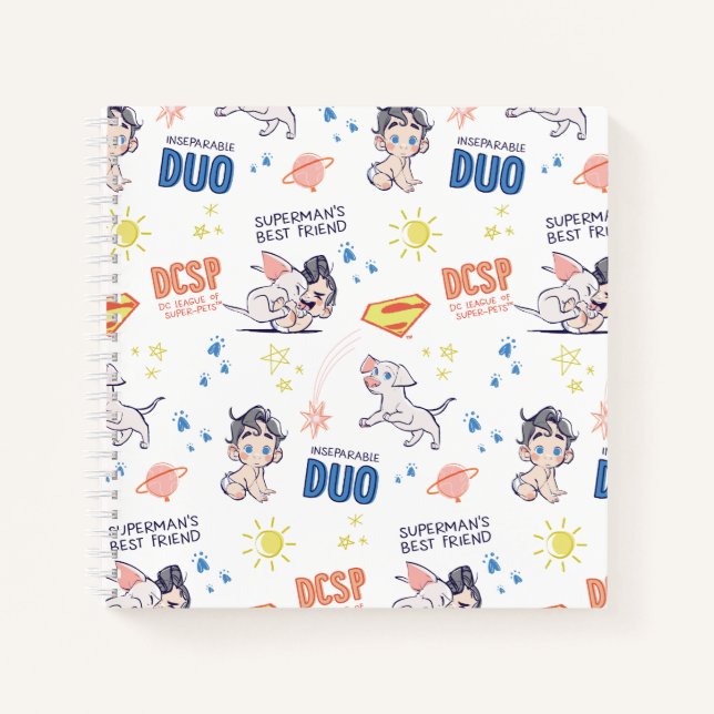 Baby Krypto & Superman Pattern Notebook (Front)