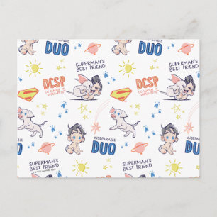 Baby Krypto & Superman Pattern Postcard