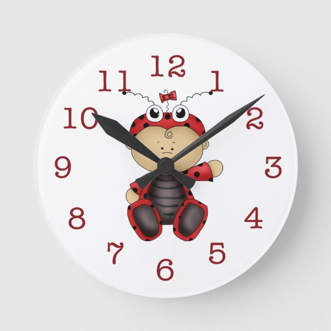 Baby Ladybug-Kid's Wall Clock (Front)