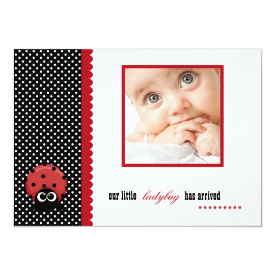 Baby Ladybug Photo Birth Announcement