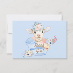 Baby Lamb Nursery Pink Blue Thank You Card