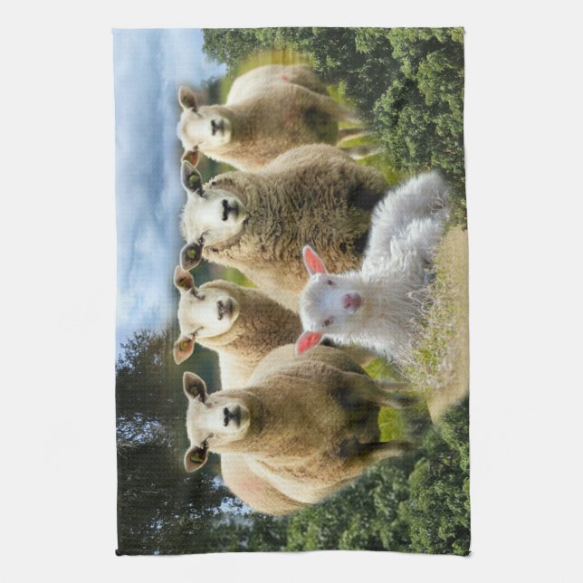 Baby Lamb Sheep Herd Flock Tea Towel (Vertical)
