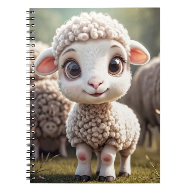 Baby lamb sheep in country farm field notebook (Front)