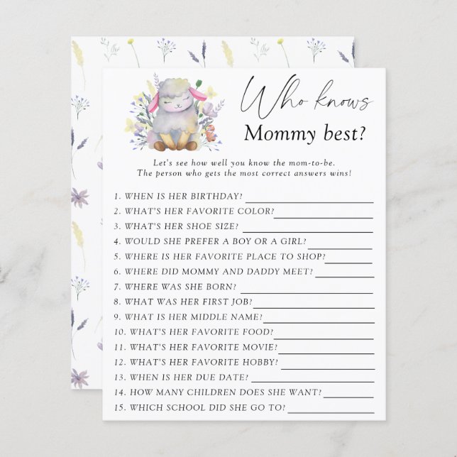 Baby Lamb - Who knows mummy best game (Front/Back)