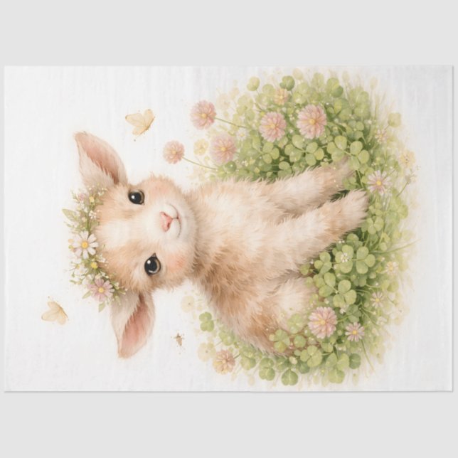 Baby Lamb with Flower Crown Spring Decoupage  Tissue Paper (Front)