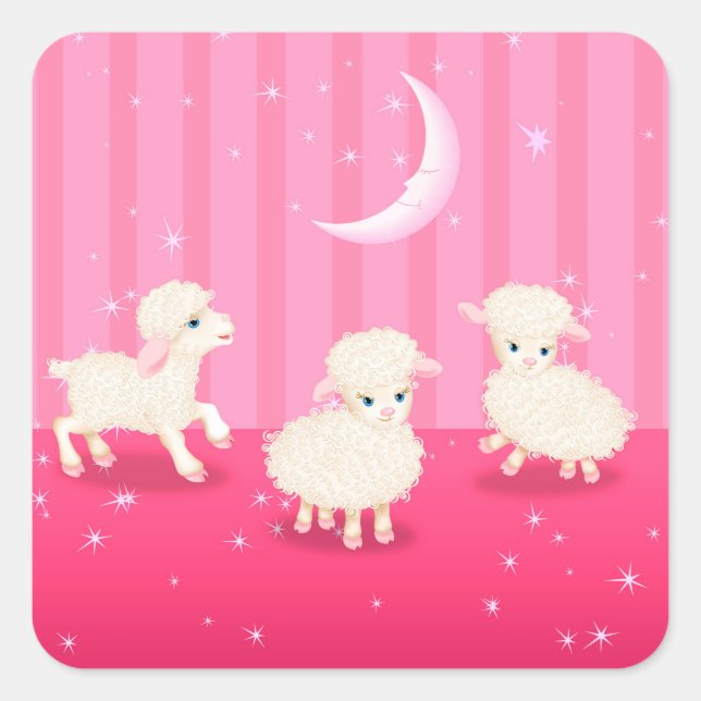 Baby Lambs Square Sticker (Front)