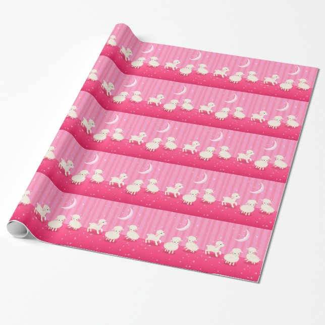 Baby Lambs Wrapping Paper (Unrolled)