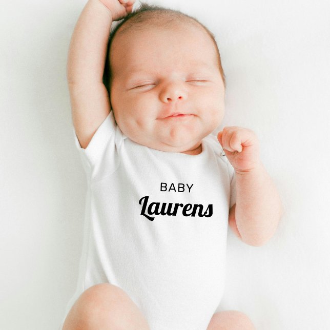 Baby Last Name Cute Modern Stylish Script Baby Bodysuit (Creator Uploaded)