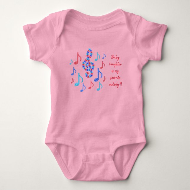 Baby laughter is my favourite melody - music notes bodysuit (Front)