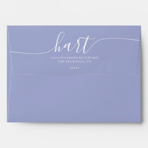 Baby Lavender with White Script Return Address Envelope