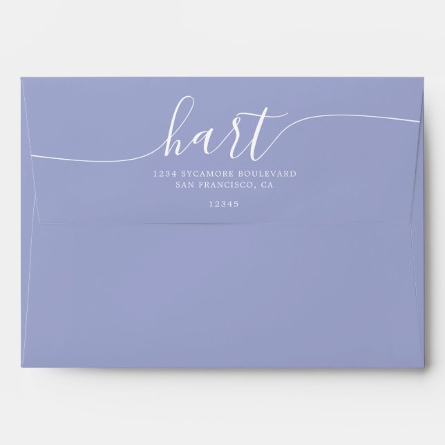 Baby Lavender with White Script Return Address Envelope (Back (Top Flap))