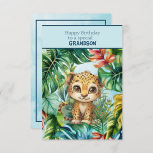 Baby Leopard Happy Birthday Special Grandson Card