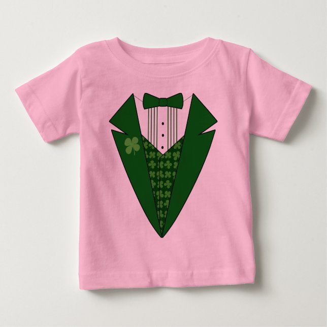 Baby Leprechaun Irish Tuxedo Baby T-Shirt (Front)