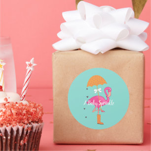 BABY Let's Flamingle Sprinkle Shower Party Classic Round Sticker