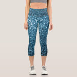 Baby light blue faux glitter sparkles capri leggings<br><div class="desc">Personalise faux sparkly capri leggings fashionable apparel for her. 
Beautiful girly glamourous light blue shiny glitters sparkles. Photo of baby blue sparkles not actual glitter!</div>