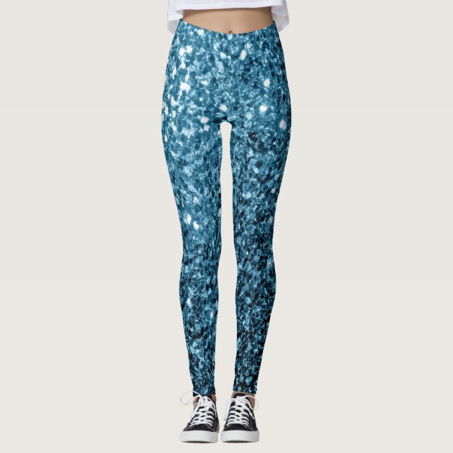 Baby light blue faux glitter sparkles leggings (Front)