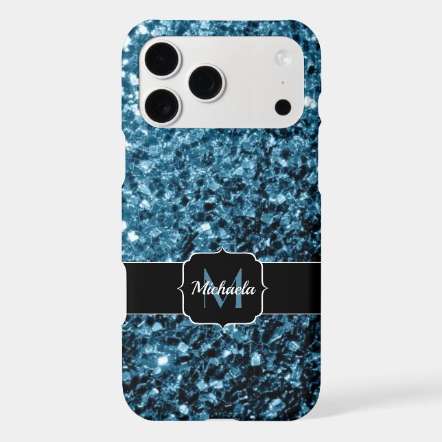Baby light blue faux glitter sparkles Monogram (Back)