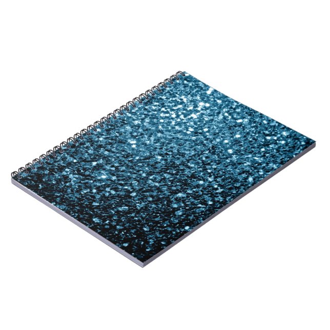 Baby light blue faux glitter sparkles notebook (Left Side)