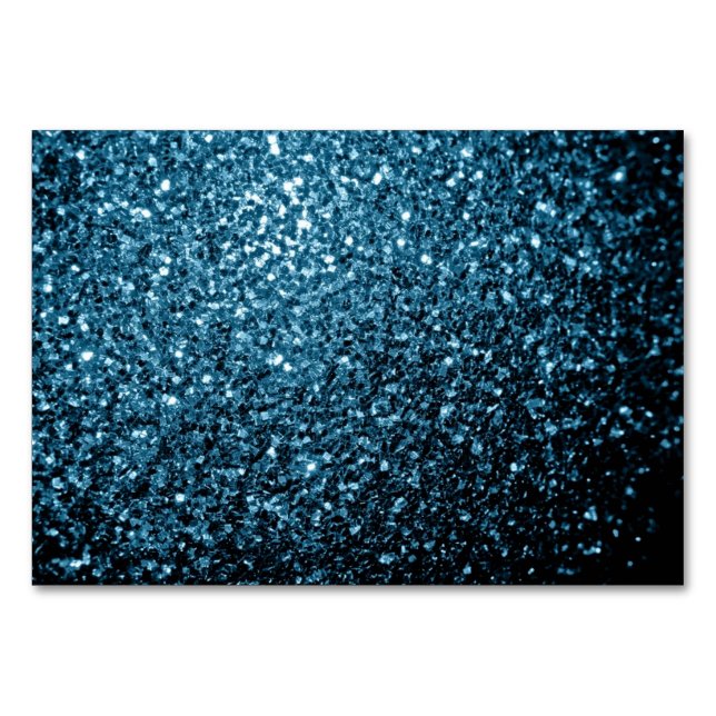 Baby light blue faux glitter sparkles table number (Front)