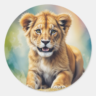baby lion-Buy Wall Art & Paintings Classic Round Sticker