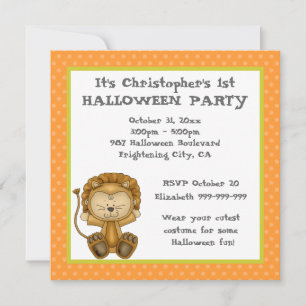 Baby Lion First Halloween Party Invitation