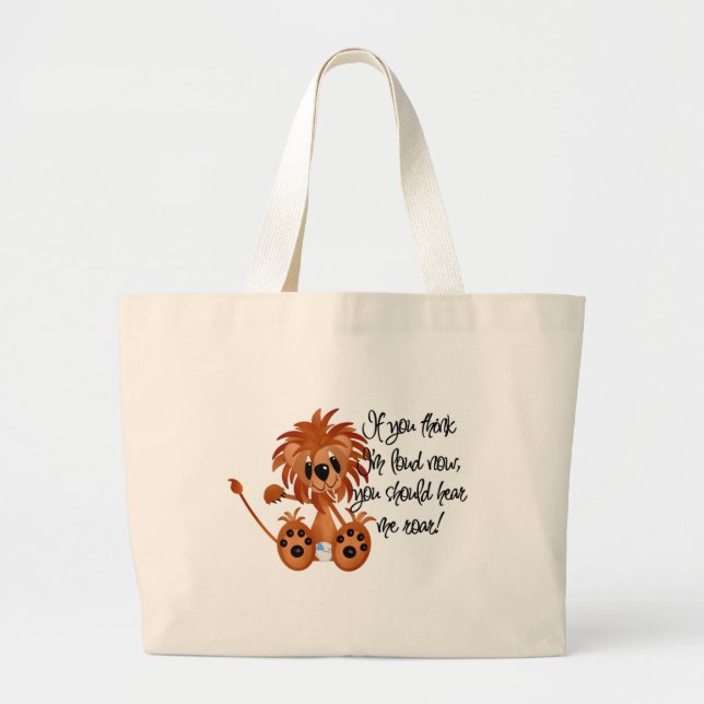Baby Lion Hear Me Roar Tshirts and gifts Large Tote Bag (Front)