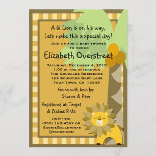 Baby Lion Jungle King Shower Zoo Safari Custom Invitation