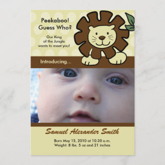 BABY LION King of the Jungle Birth Announcement