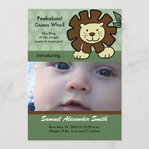 BABY LION King of the Jungle Birth Announcement