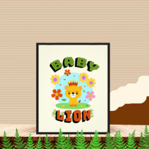 Baby lion photo print