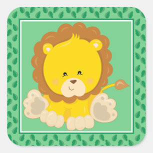 Baby Lion   Safari Animals Party Square Sticker