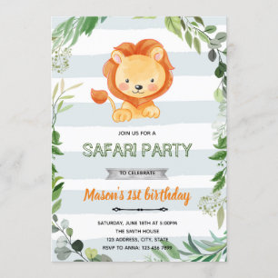 Baby lion shower birthday invitation