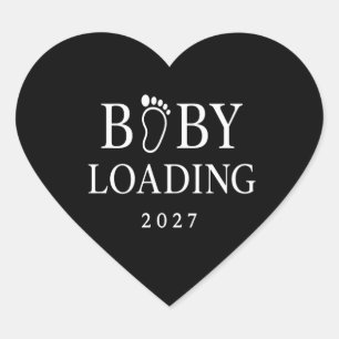 Baby Loading 2027 Funny Pregnancy Reveal Heart Sticker