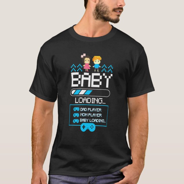 Baby Loading Pregnancy Announcement Mum Dad Gamer T-Shirt (Front)