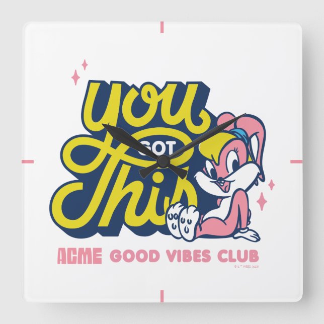 Baby Lola Bunny - You Got This Square Wall Clock (Front)