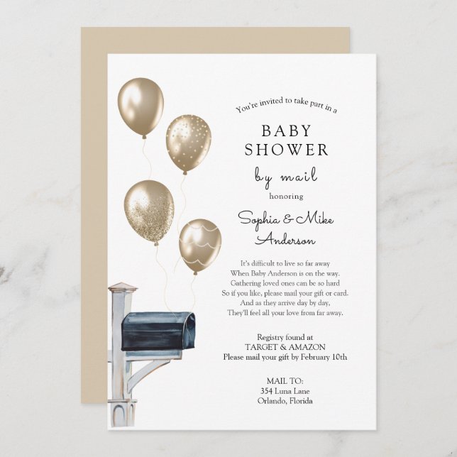 Baby Long Distance Shower by Mail Invitation (Front/Back)