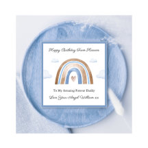 Baby Loss Boy Blue Boho Rainbow Dad Birthday Card