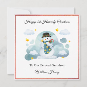 Baby Loss Boy Cloud Snowman Christmas Card 