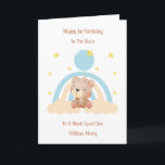 Baby Loss Boy Rainbow Teddy Bear 1st Birthday Card<br><div class="desc">This 1st birthday in the stars baby loss card is suitable for a precious son or grandson. The design includes yellow stars, a blue birthday balloon and a boho rainbow with a teddy bear on it. The inside of the card has been left blank so you can add your own...</div>