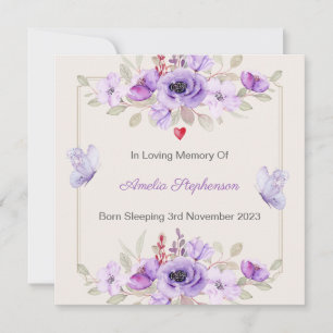 Baby Loss Girl Floral Butterfly Memorial Flat Card