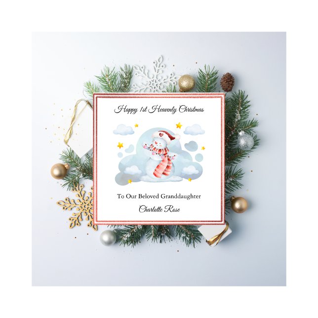 Baby Loss Girl Pink Snowman Christmas Card  (Creator Uploaded)