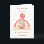 Baby Loss Girl Rainbow Teddy 1st Birthday Card<br><div class="desc">This 1st birthday in the stars baby loss card is suitable for a precious daughter or granddaughter. The design includes yellow stars, a pink birthday balloon and a boho rainbow with a teddy bear on it. The inside of the card has been left blank so you can add your own...</div>