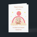 Baby Loss Girl Rainbow Teddy 1st Birthday Card<br><div class="desc">This 1st birthday in the stars baby loss card is suitable for a precious daughter or granddaughter. The design includes yellow stars, a pink birthday balloon and a boho rainbow with a teddy bear on it. The inside of the card has been left blank so you can add your own...</div>