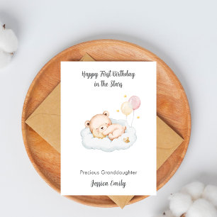 Baby Loss Girl Remembrance First Birthday Card